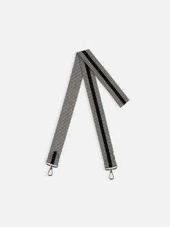 Stelar Membawa Cotton Jacquard Vegan Crossbody Strap | Black & White