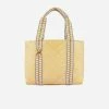 Stelar Bags Mentawai Handwoven Bamboo Vegan Medium Tote Bag Orange Straps | Natural