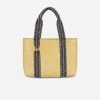 Stelar Bags Mentawai Handwoven Bamboo Vegan Medium Tote Bag Indigo Straps | Natural