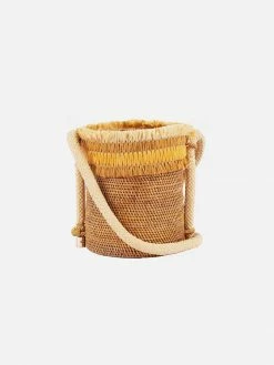 Stelar Bags Muna Handwoven Atta Vegan Round Bucket Bag | Natural & Beige