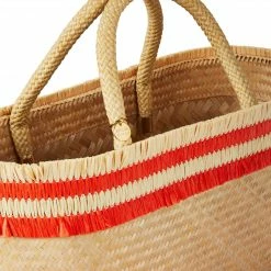 Stelar Bags Nihi Handwoven Bamboo Vegan Mini Tote Bag | Natural & Coral