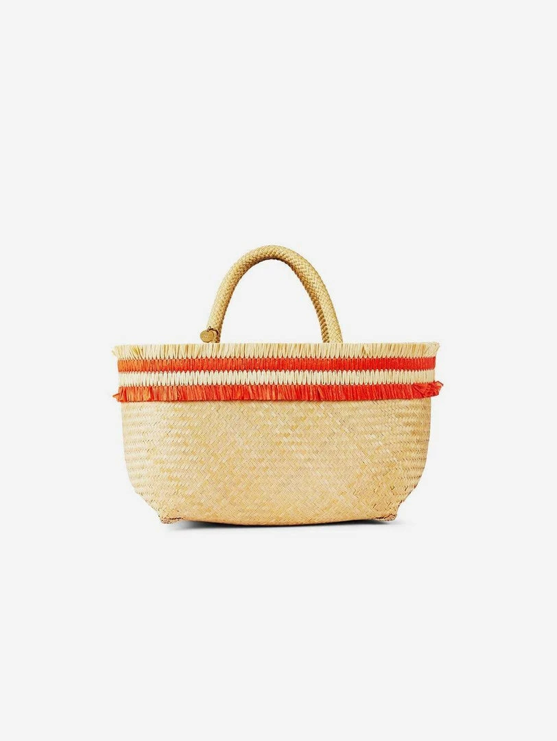 Stelar Bags Nihi Handwoven Bamboo Vegan Mini Tote Bag | Natural & Coral 3 Stelar Bags Nihi Handwoven Bamboo Vegan Mini Tote Bag | Natural & Coral