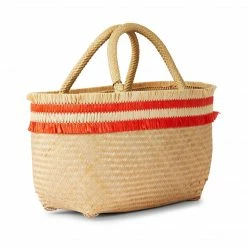 Stelar Bags Nihi Handwoven Bamboo Vegan Mini Tote Bag | Natural & Coral 7 Stelar Bags Nihi Handwoven Bamboo Vegan Mini Tote Bag | Natural & Coral
