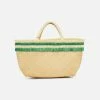 Stelar Bags Nihi Handwoven Bamboo Vegan Mini Tote Bag | Natural & Emerald Green
