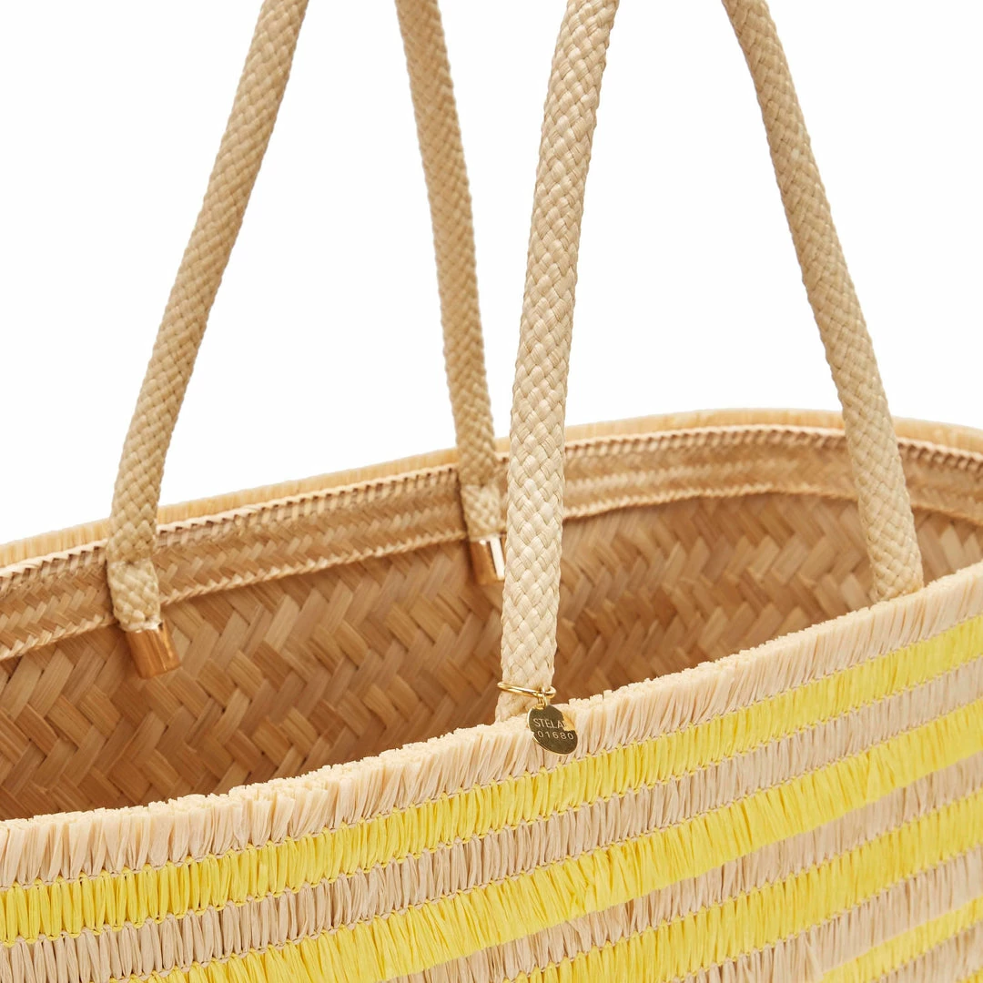 Stelar Nihi Handwoven Bamboo Vegan Large Tote Bag | Natural & Yellow Bags 6 Stelar Nihi Handwoven Bamboo Vegan Large Tote Bag | Natural & Yellow Bags
