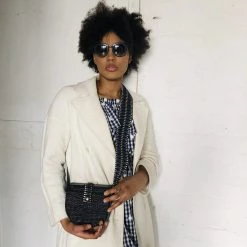 Stelar Peleng Handwoven Atta Vegan Satchel | Black Bags