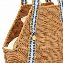 Stelar Poso Handwoven Atta Vegan Large Shopper Bag | Natural & Blue Stripe