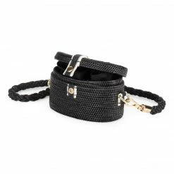 Stelar Pulau Handwoven Atta Vegan Oval Bag | Black
