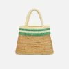 Stelar Raha Handwoven Atta Vegan Medium Oval Bag | Natural & Emerald Green