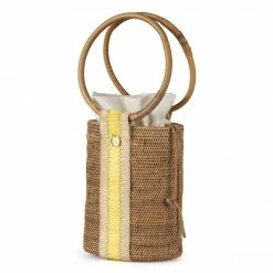 Stelar Sabah Handwoven Atta Vegan Barrel Bag | Natural