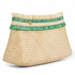 Stelar Bags Sita Raffia & Bamboo Vegan Clutch Bag | Natural & Emerald Green 8 Stelar Bags Sita Raffia & Bamboo Vegan Clutch Bag | Natural & Emerald Green