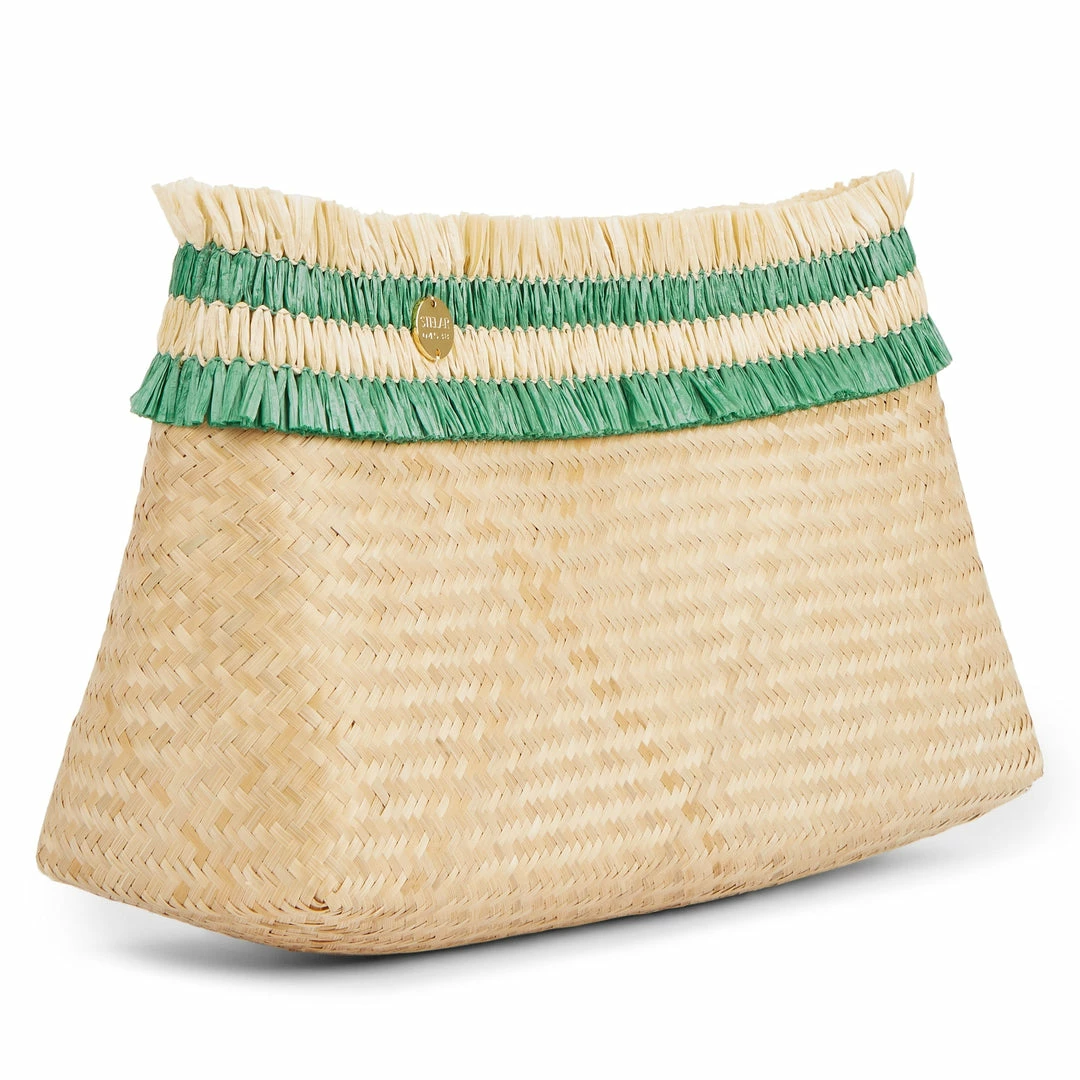 Stelar Bags Sita Raffia & Bamboo Vegan Clutch Bag | Natural & Emerald Green 5 Stelar Bags Sita Raffia & Bamboo Vegan Clutch Bag | Natural & Emerald Green