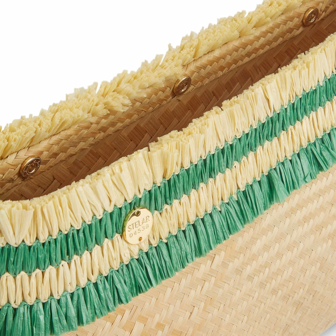 Stelar Bags Sita Raffia & Bamboo Vegan Clutch Bag | Natural & Emerald Green 6 Stelar Bags Sita Raffia & Bamboo Vegan Clutch Bag | Natural & Emerald Green