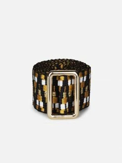 Stelar Accessories Sunda Handwoven Jacquard Vegan Belt | Black & Gold