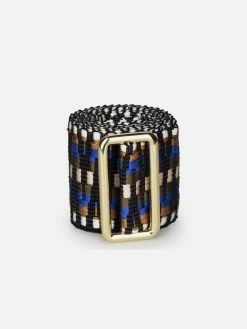 Stelar Sunda Handwoven Jacquard Vegan Belt | Indigo & Black