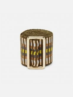 Stelar Accessories Sunda Handwoven Jacquard Vegan Belt | Lime Stripe