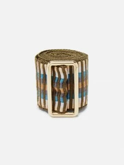 Stelar Sunda Handwoven Jacquard Vegan Belt | Teal Stripe