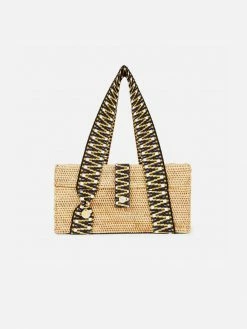 Stelar Bags Uluwatu Handwoven Atta One Person Vegan Picnic Basket | Natural With Black & Gold