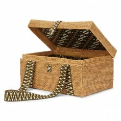 Stelar Uluwatu Handwoven Atta Two-Person Vegan Picnic Basket | Natural With Black & Gold Bags