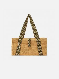 Stelar Uluwatu Handwoven Atta Two-Person Vegan Picnic Basket | Natural With Black & Gold Bags