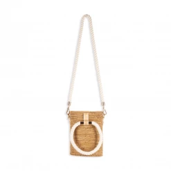 Stelar Weh Handwoven Atta Vegan Barrel Bag | Natural & White