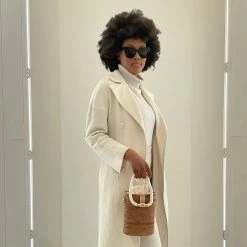 Stelar Weh Handwoven Atta Vegan Barrel Bag | Natural & White