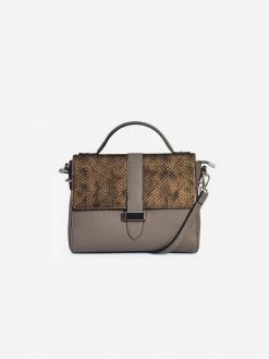 STORY 81 Bags Lila Textured Vegan Leather Handbag | Concrete Grey