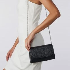 Svala Didi Pinatex® Vegan Leather Mini Clutch | Metallic Black Bags