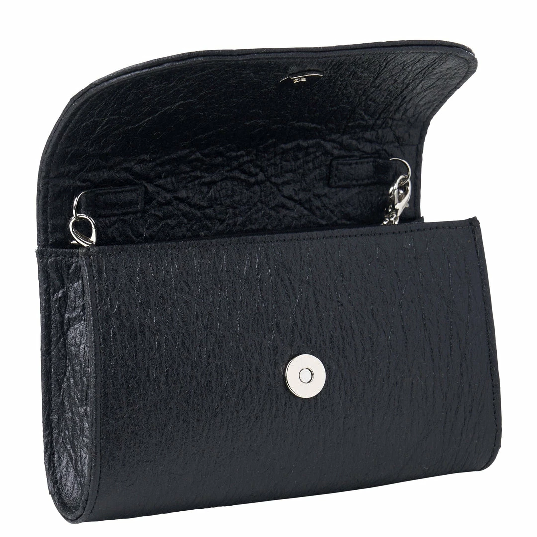 Svala Didi Pinatex® Vegan Leather Mini Clutch | Metallic Black Bags 6 Svala Didi Pinatex® Vegan Leather Mini Clutch | Metallic Black Bags