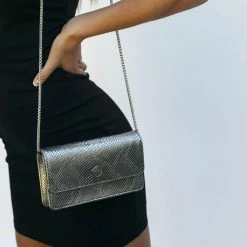 Svala Sara Vegan Leather Chain Wallet Purse | Silver Bags