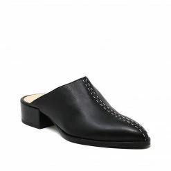 Sylven New York Cass Recycled Fiber Vegan Nappa Leather Slip-On Mules | Black