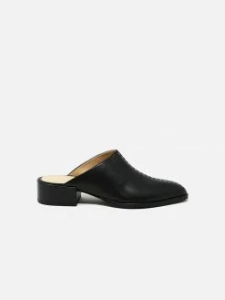 Sylven New York Cass Recycled Fiber Vegan Nappa Leather Slip-On Mules | Black