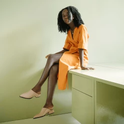 Sylven New York Cass Recycled Fiber Vegan Nappa Leather Slip-On Mules | Blush Shoes