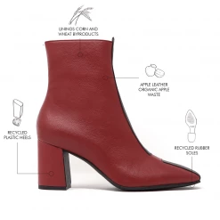 Sylven New York Jayne Apple Leather Vegan Boots | Scarlet Red & Black