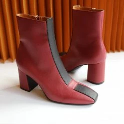Sylven New York Jayne Apple Leather Vegan Boots | Scarlet Red & Black
