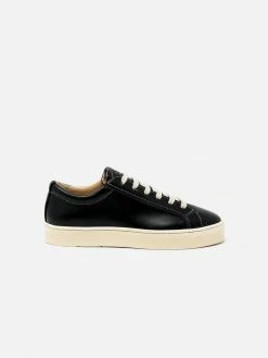 Sylven New York Mel Apple Leather Vegan Trainers | Black & Oat Shoes