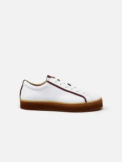 Sylven New York Mel Apple Leather Vegan Trainers | White & Scarlet Red