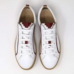 Sylven New York Mel Apple Leather Vegan Trainers | White & Scarlet Red