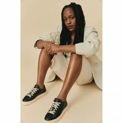 Sylven New York Mel Apple Leather Vegan Trainers | Black & Oat Shoes