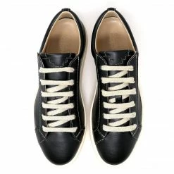 Sylven New York Mel Apple Leather Vegan Trainers | Black & Oat Shoes