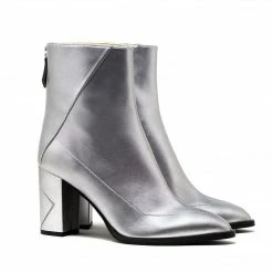 Sylven New York Shoes Almasi Apple Leather Vegan Boots | Silver