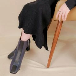 Sylven New York Jayne Apple Leather Vegan Boots | Navy & Black