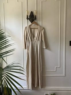 Taiyo Clothing Kiera Saved Deadstock Fabric Dress | Beige Plaid