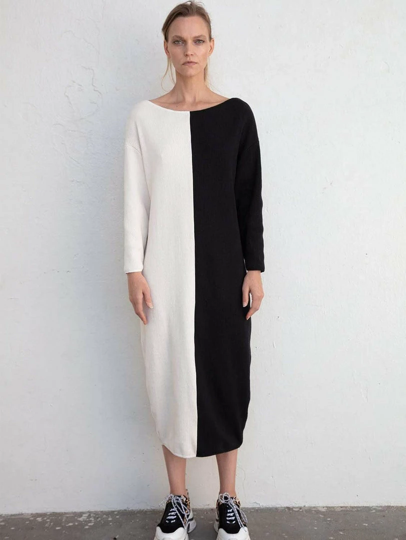 Taiyo Luna Recycled Cotton Rib Knit Dress | Half Moon 3 Taiyo Luna Recycled Cotton Rib Knit Dress | Half Moon