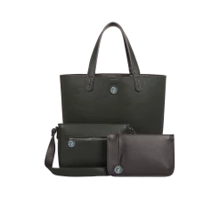 The Morphbag By GSK 3 Vegan Leather Bags In 1 | Forest Green & Metallic