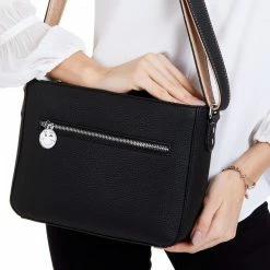 The Morphbag By GSK Vegan Leather Crossbody Handbag | Black & Rose Gold