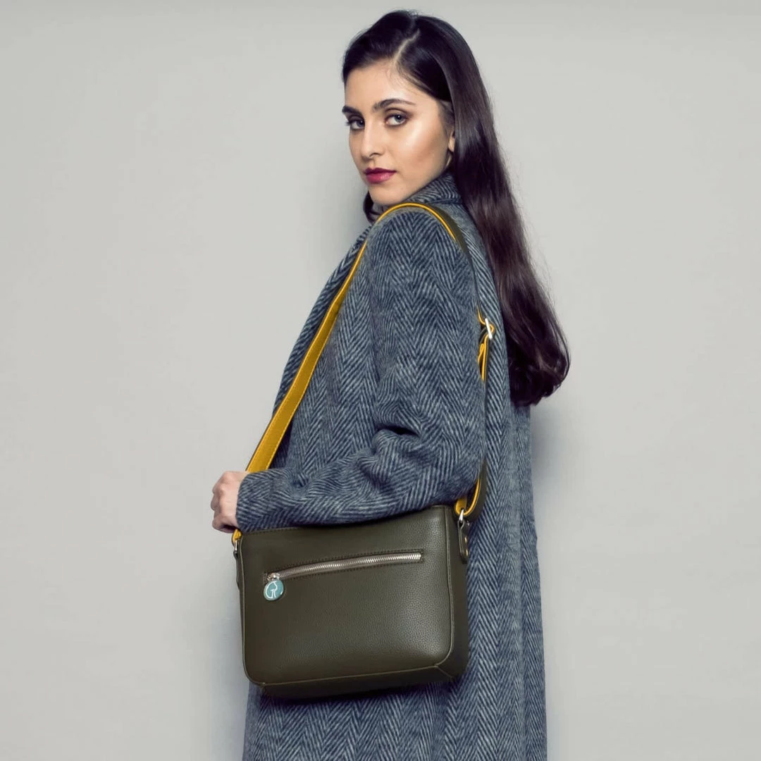 The Morphbag By GSK Vegan Leather Crossbody Handbag | Green & Mustard Bags 5 The Morphbag By GSK Vegan Leather Crossbody Handbag | Green & Mustard Bags