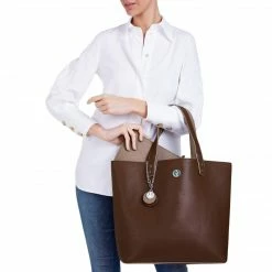 The Morphbag By GSK Bags Reversible Vegan Leather Tote | Brown & Beige