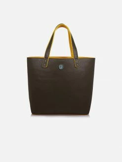 The Morphbag By GSK Reversible Vegan Leather Tote | Green & Mustard Bags