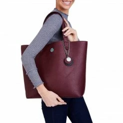The Morphbag By GSK Reversible Vegan Leather Tote | Navy & Burgundy